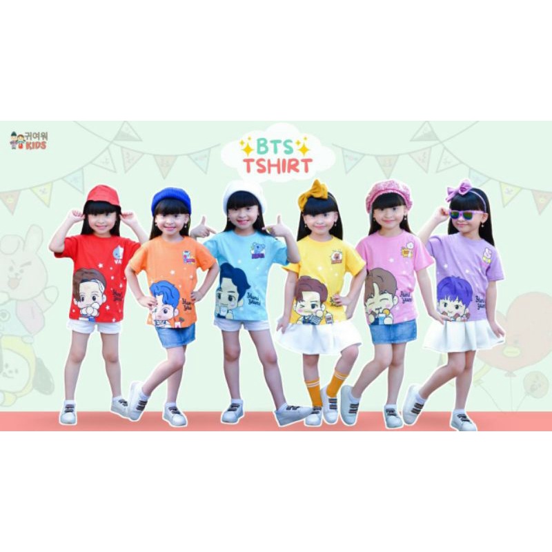 kaos anak BTS 2-10Th/kaos anak perempuan BTS karakter