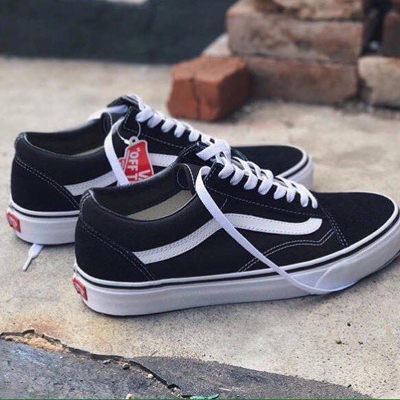 Sepatu Vans Impor Oldskool Black White Sneakers Pria Hitam Putih Kado Hadiah Sekolah Kuliah Kerja