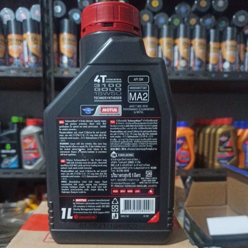 OLI MOTUL 4T 3100 GOLD 1L 15W-50 TECHNOSYNTHESE API SM JASO MA2