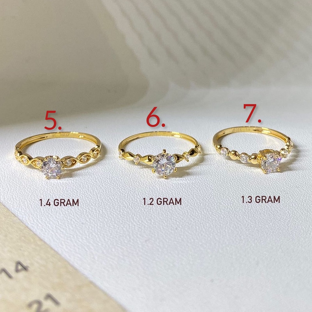 Cincin anak dan dewasa emas asli kadar 700 70 16k solitaire permata padat ringan list ring 1 satu gram gr nomor no 8 9 10 11 12 13 14 15 mas kuning gabung