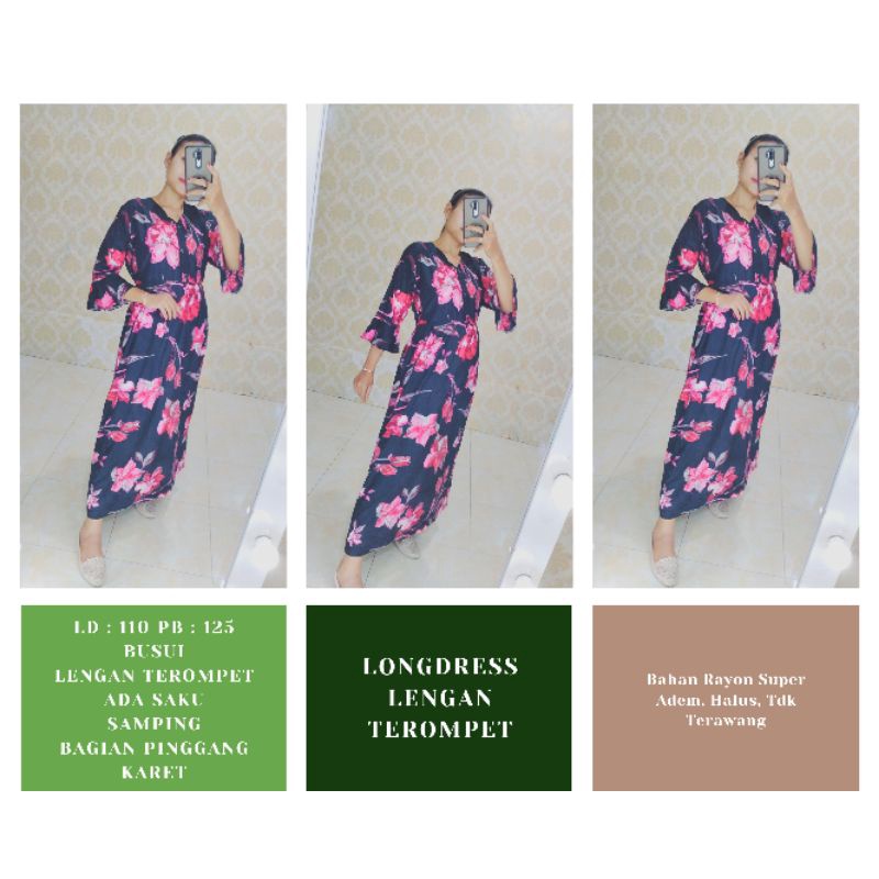 Longdress Lengan Terompet#grosir#daster#longdress#dress#termurah#kekinian#jember#jatim