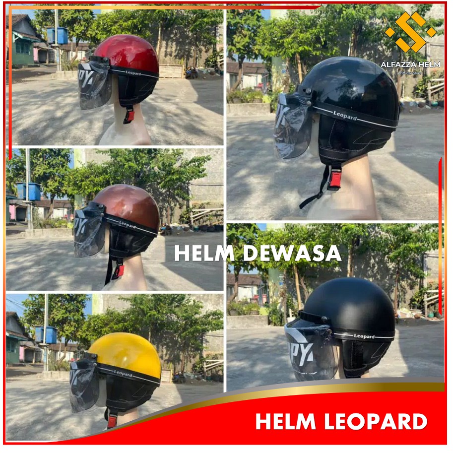 HELM KLASIK CLASSIC LEOPARD RETRO CHIPS BOGO KULIT UNIK MURAH SNI ORIGINAL POLOS PRIA WANITA TERBARU