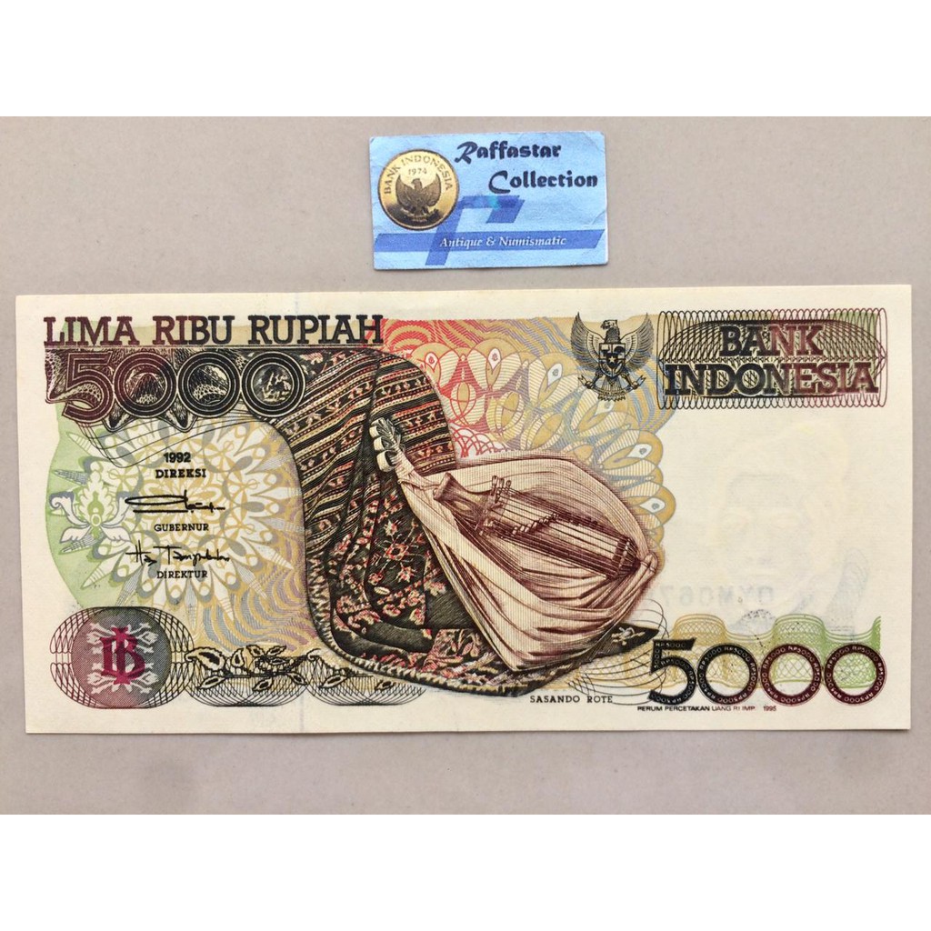 uang lama 5000 sasando 1992 gresss