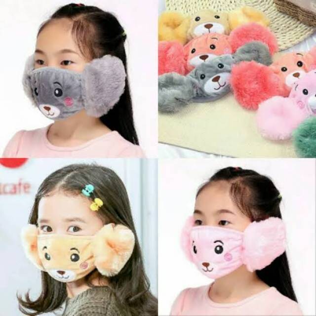 MASKER ANAK DEWASA KARAKTER LUCU PENUTUP MULUT HIDUNG TELINGA MASKER ANTI POLUSI UDARA KESEHATAN