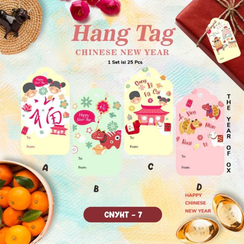 

Hang Tag Kartu Ucapan Label Stiker Hampers kebo cow Imlek CNY 2021