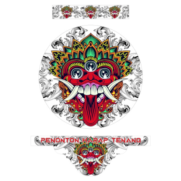 Stiker Tebok Lovebird Motif Barong Bali