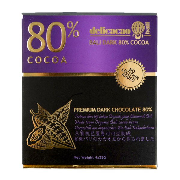 

DELICACAO Bali Dark 80p Cocoa 100g - Premium Chocolate Cokelat 4x25g