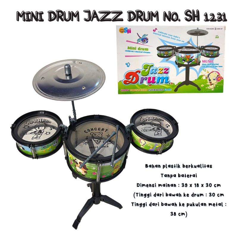 Mainan anak Drum set isi 3 jazz drum