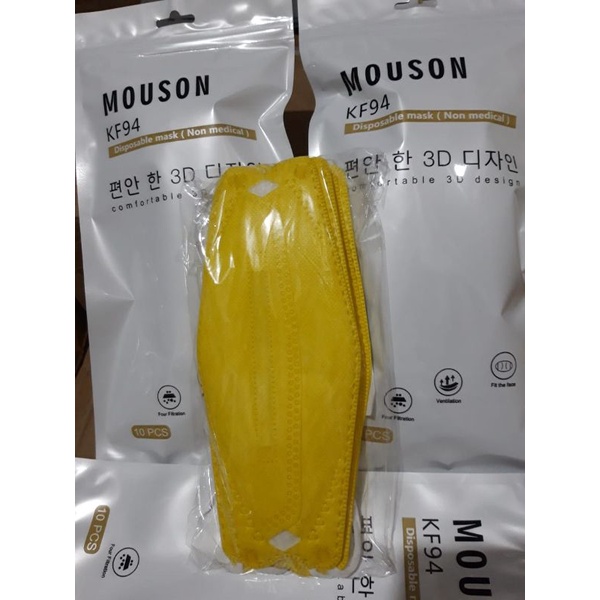 MASKER KF94 MOUSON 4ply (embos) kemasan POUCH, hrg 10pcs/pouch