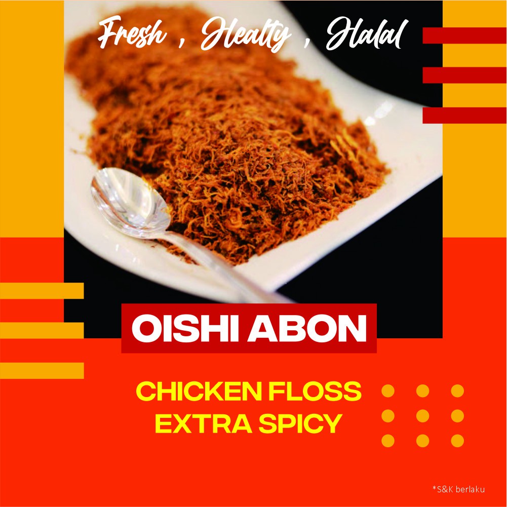 

Abon Ayam Rasa Extra Spicy 100 gr Pedas banget Plastik Ziplock Makanan Siap Saji Sehat Oishi Abon