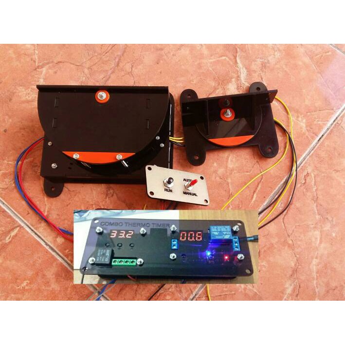 Aktuator Pemutar Rak Mesin Tetas, + Thermostat + Timer + Engsel Putar
