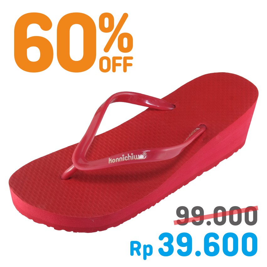 red wedge flip flops