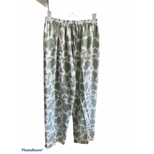 CELANA KULOT PANJANG WANITA TALI POLOS & MOTIF A031-Hijau mint sapi