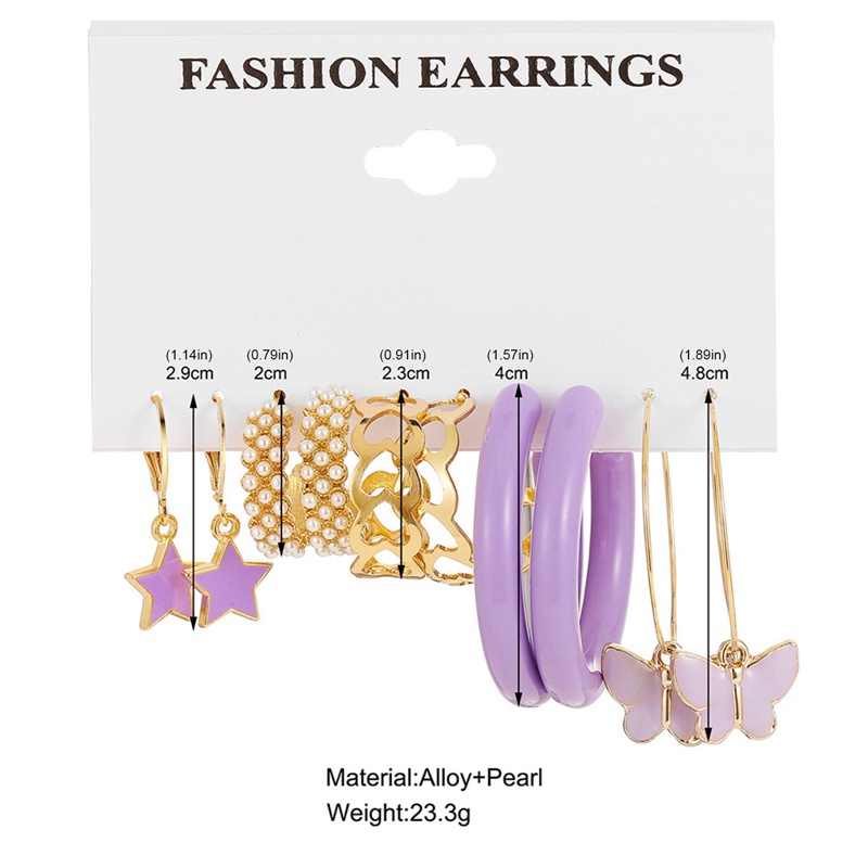 5 Pasang / Set Anting Bentuk Kupu-Kupu Hati Geometris Warna-Warni Bahan Resin Akrilik Gaya Boho Untuk Wanita Butterfly