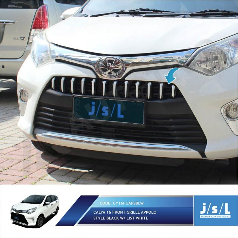 grill depan Calya Apollo hitam list merah silver abu kuning chrome hitam putih gold biru jsl