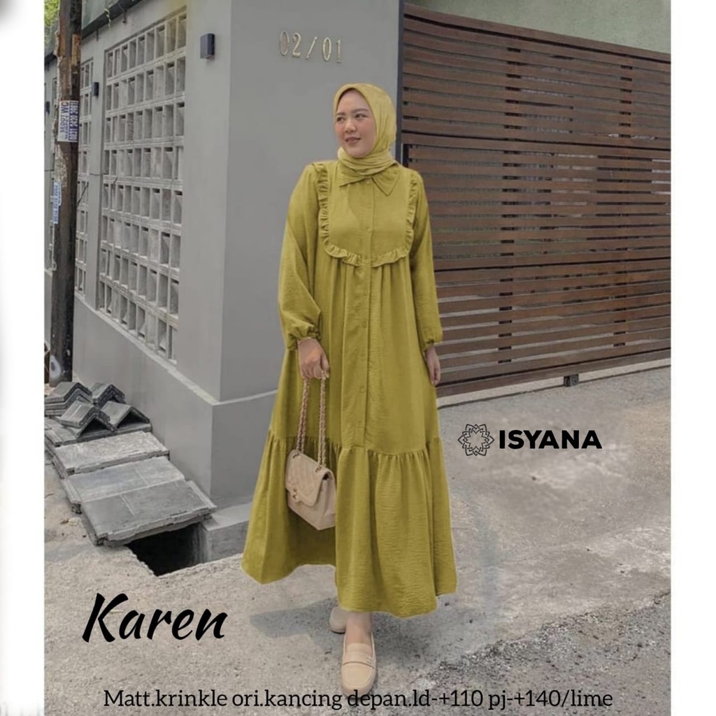 karen dress pakaian baju dres maxy gamis syari maxi longdress panjang ld 110 xxl polos busui friendl