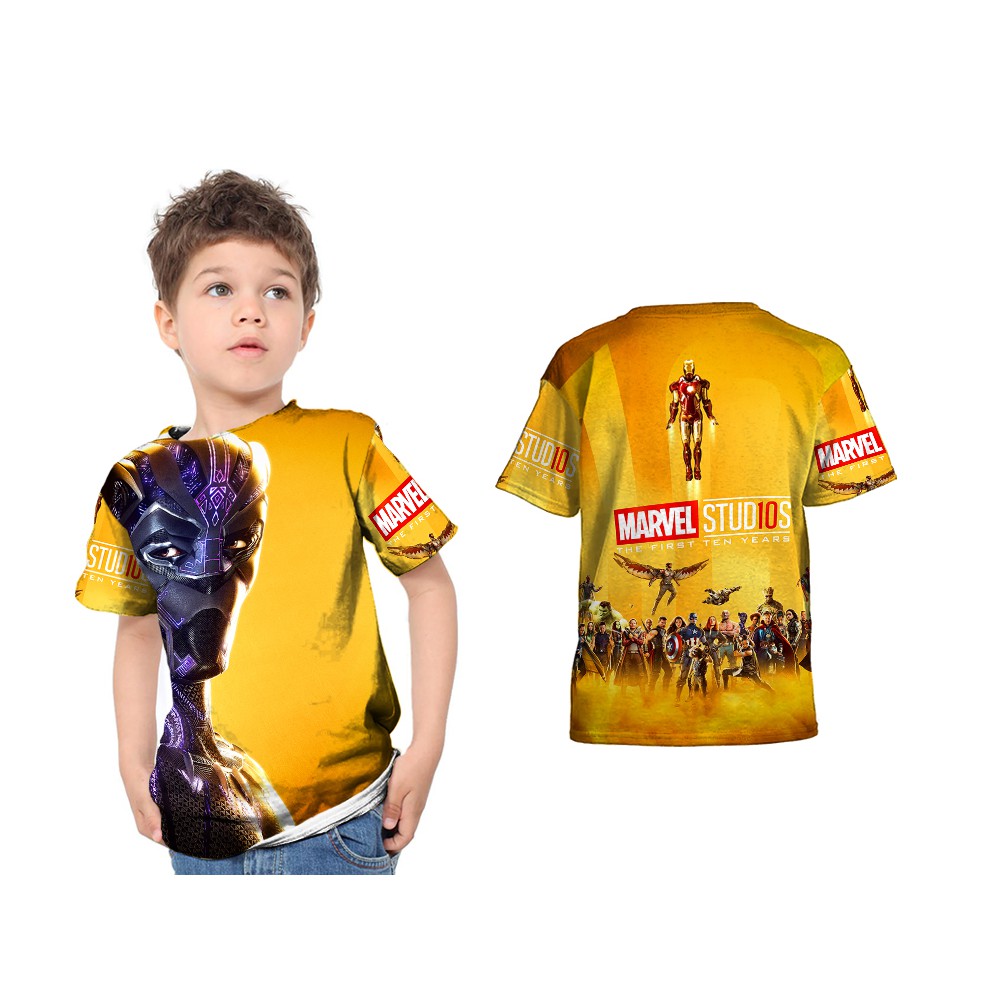 [Riashop] Kaos MARVEL 10 YEARS Anak | Kaos Anak MARVEL 10 YEARS FullPrint