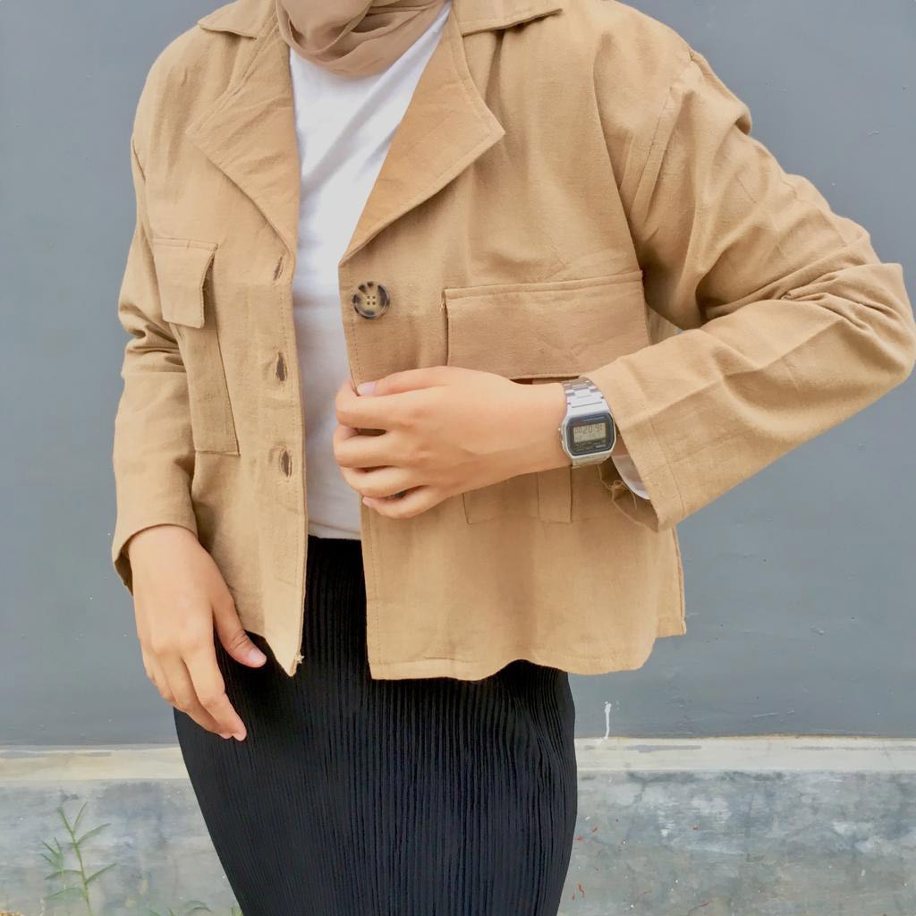 Daisy Outer - Outer Linen Crop - Kemeja Linen Oversize - Crop Linen -Basic Linen Outer