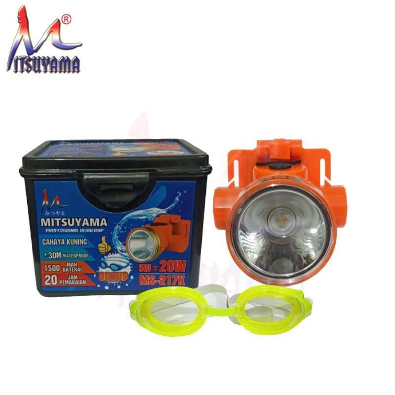 headlamp selam free kacamata - cahaya kuning dan putih - headlamp diving - head lamp berenang