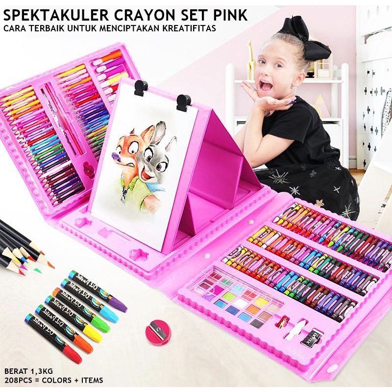 

crayon set 208 pcs Pensil warna crayon mewarnai set