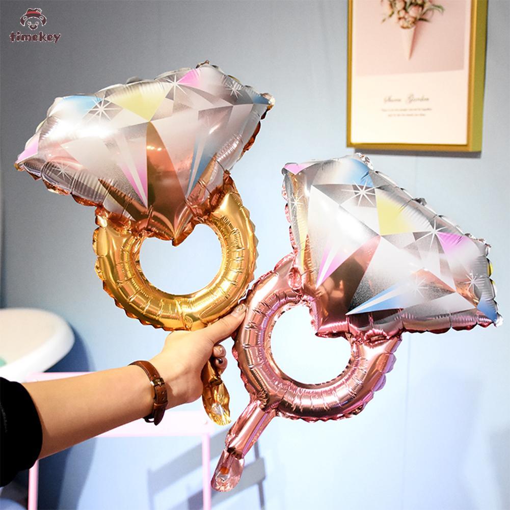 1pc Balon Foil Tiup Bentuk Cincin Berlian Mahkota Untuk Dekorasi Pesta Ulang Tahun/Pernikahan