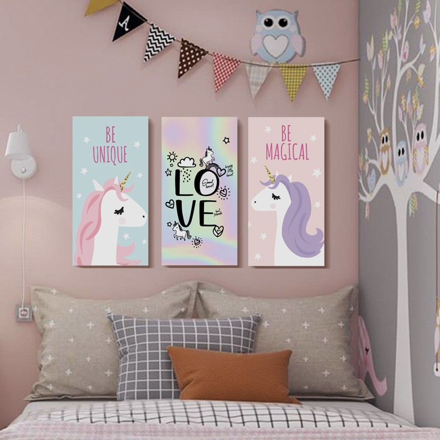 Hiasan Dinding Dekorasi Kamar Anak Perempuan Motif Unicorn Kuda Poni Motif Lucu