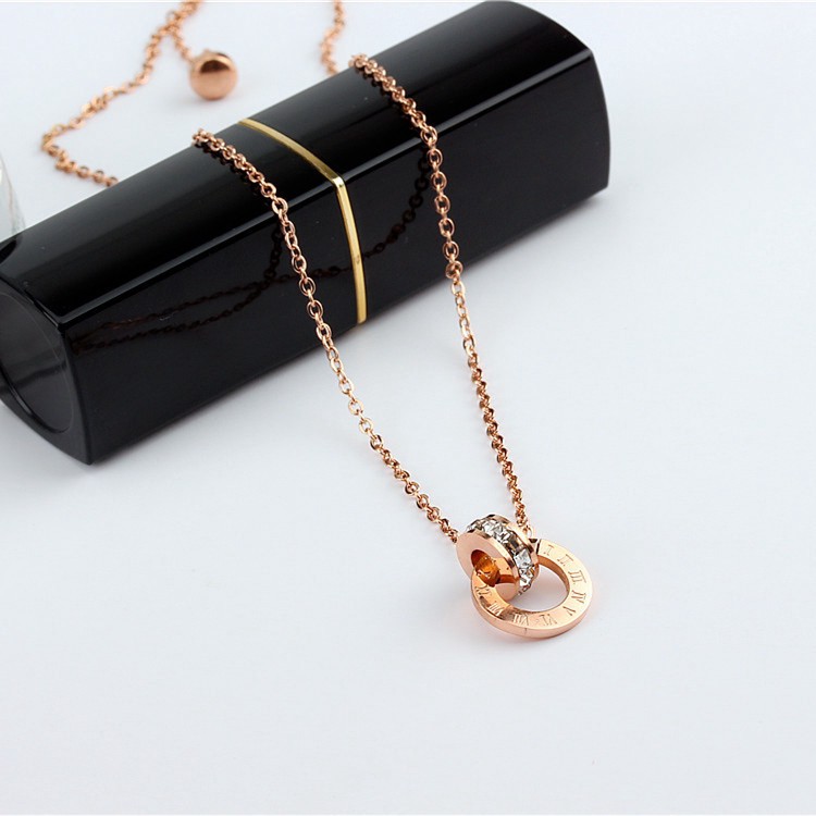 AZ042 Baja Kalung Titanium Liontin Perhiasan Stainless Steel Necklace Hadiah Valentine Perempuan