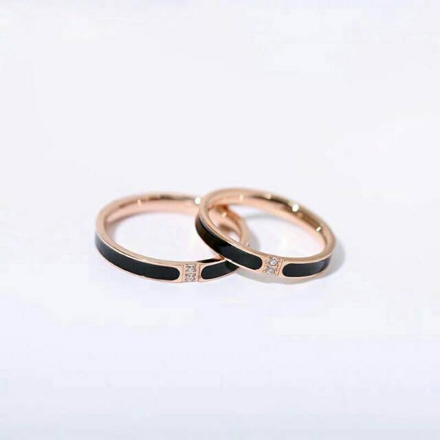 GG Cincin Aksen Lingkar Hitam Berlian Titanium#CC-LH