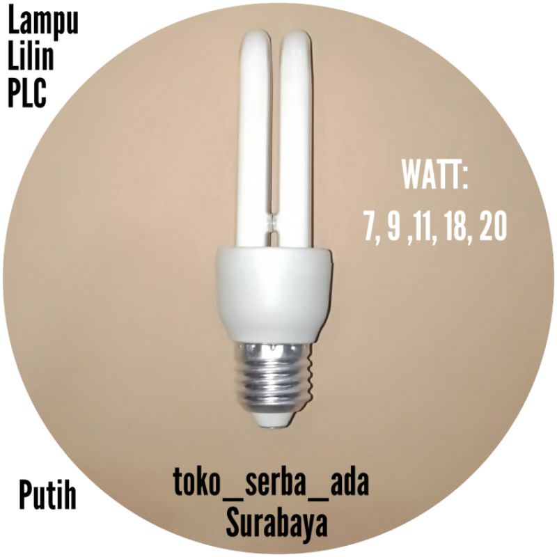 Lampu PLC (Lilin / 2 jari) nyala putih 20 Watt,  18 Watt,  11 Watt, 9 Watt,  7 Watt (K:: 1.38.261 - 