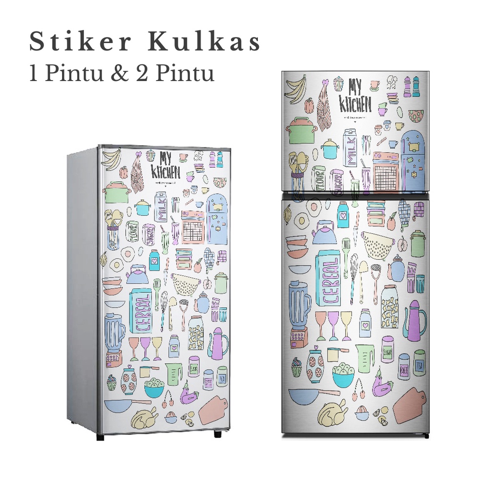 Stiker Kulkas 1 Pintu dan 2 Pintu Motif Kitchen Kode KN-7 - FX