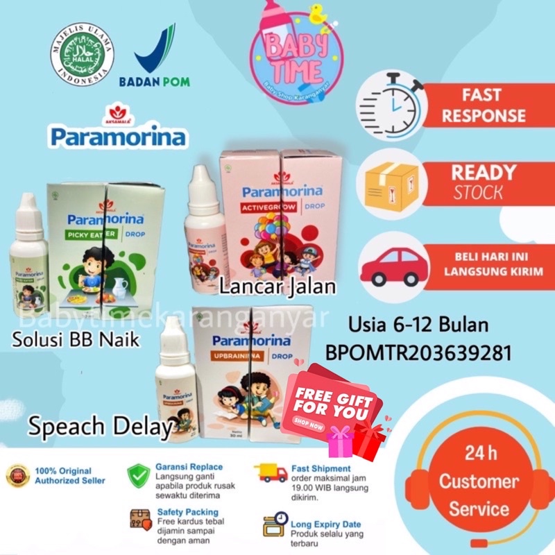 [100% Ori] Free gift Paramorina drop solusi anak terlambat jalan, bb booster bayi , terlambat bicara dan nafsu makan usia 6-10 bulan