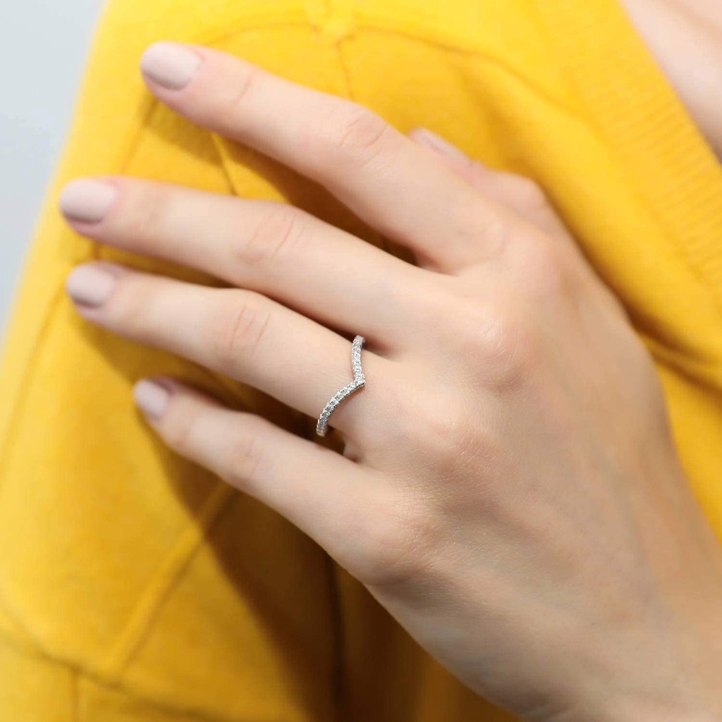 Cincin Bentuk V 2 Warna Gaya Simple Untuk Wanita-1