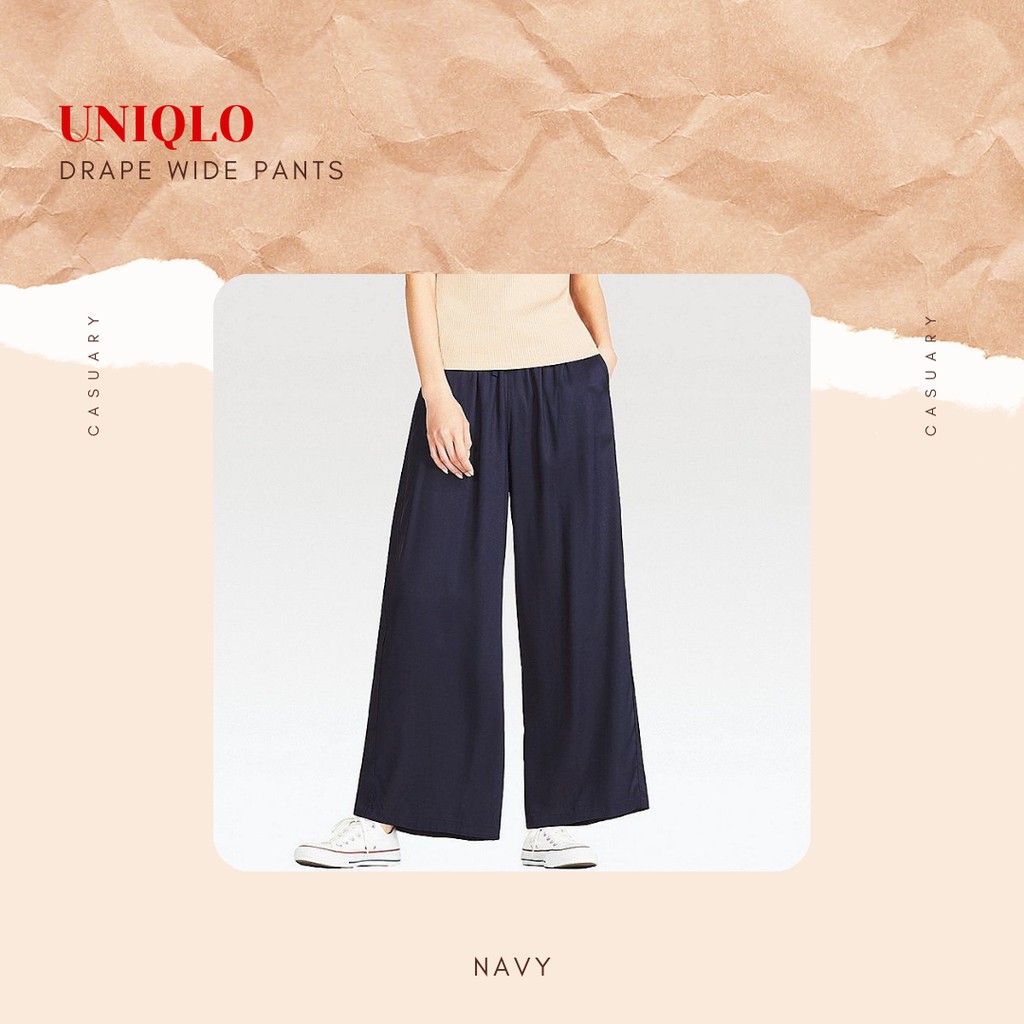 Uniqlo Wide Drape Pants-Navy