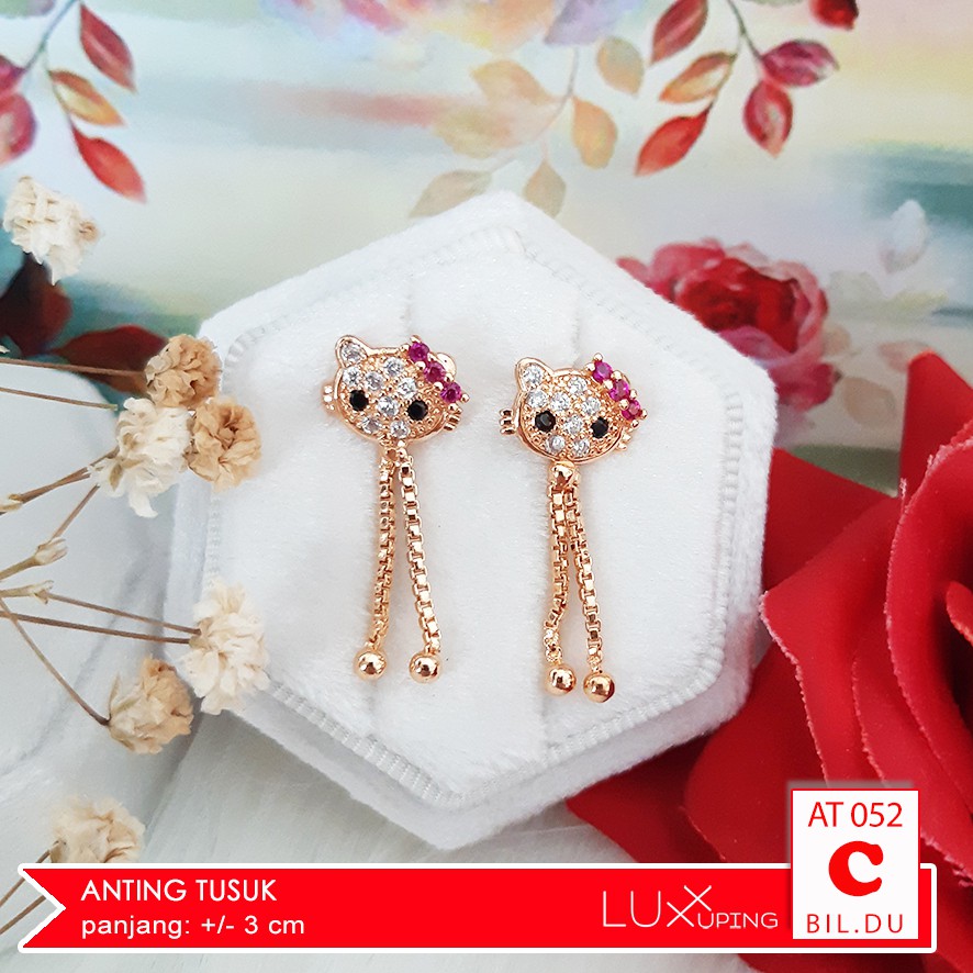 AT 052 Anting Tusuk Jurai Tasel Perhiasan Imitasi Lapis Emas Murah Anting Xuping Set Baru Luxx Xuping