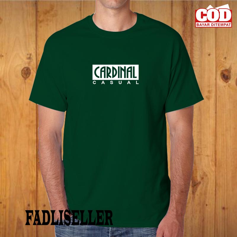 Baju Kaos Pria Lengan Pendek / Baju Kaos Cardinal Casual Blok Putih / Baju Kaos Distro Cotton Combed