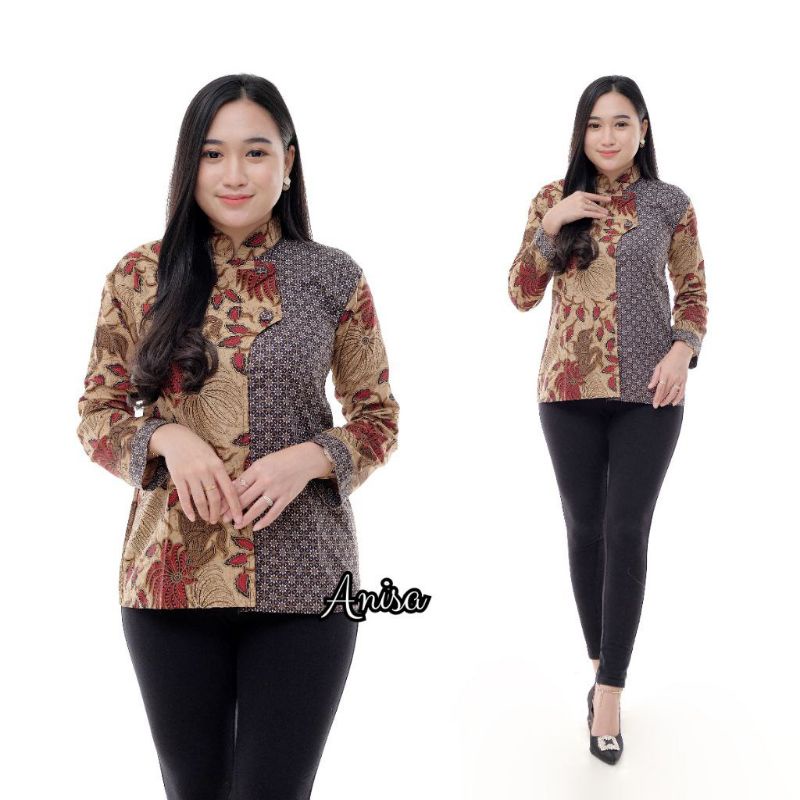 ATASAN BATIK WANITA MODERN BAJU BATIK KANTOR WANITA COUPLE BATIK NEW HEM BLUS BLOUSE TRENDING INTERNATIONAL COUPLE SERAGAM TERLARIS [AUFFAMART]PD2-new 7