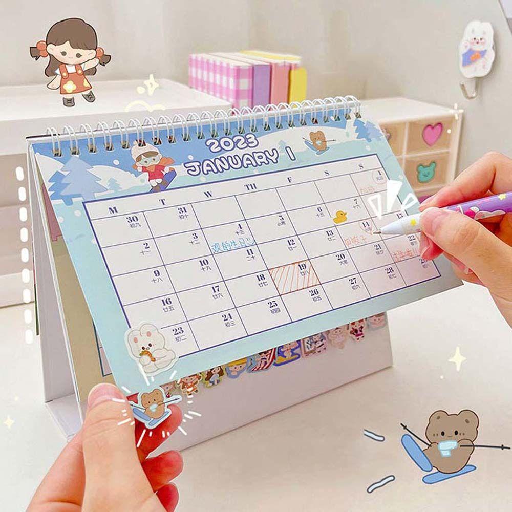 Mxbeauty 2023kalender Perlengkapan Kantor Siswa Sekolah Rumah Kartun Alat Tulis Jadwal Organizer Desktop Stationery