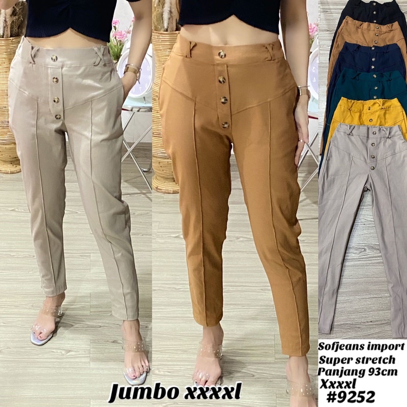 CELANA PANJANG WANITA IMPORT SOFTJEANS DENIM SUPER STRETCH JUMBO 9252