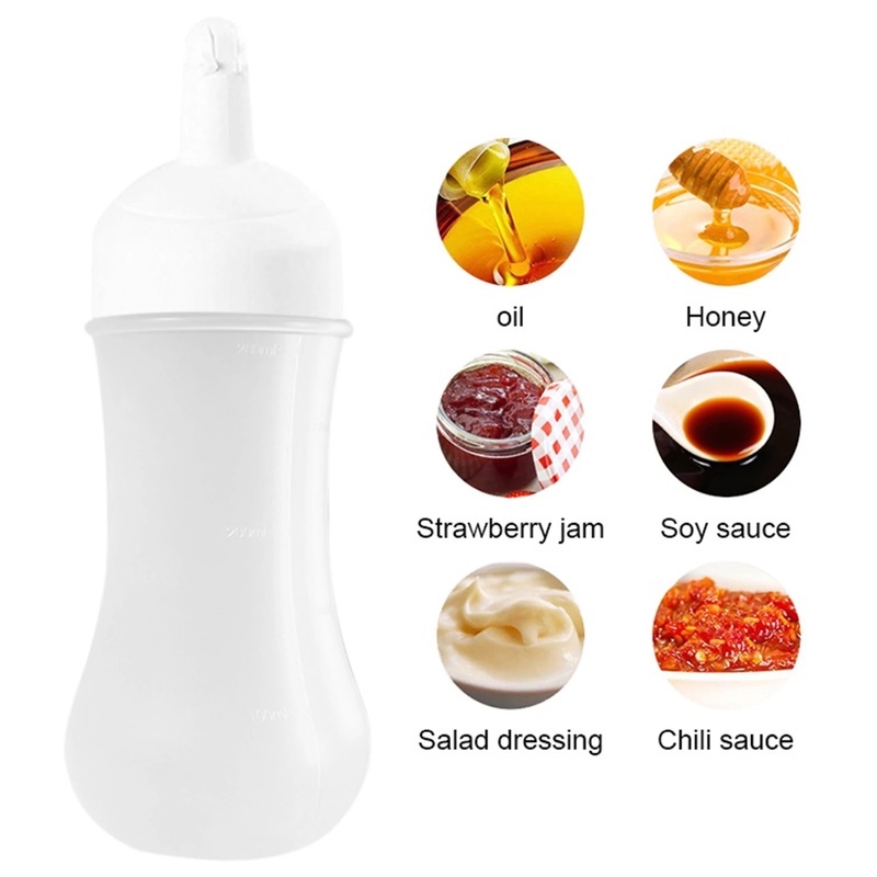 [350ml Tomato Salad Dressing Squeeze Bottle With Lid And Scale] [Household Sauce &amp; Honey &amp; Edible Oil Seasoning Bottle] [Leak-proof Squeeze Sauce Bottle Sharp Mouth Bottle]