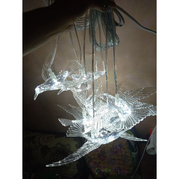 Lampu burung Akrilik sett 10 pcs/ornamen lampu gantung  burung/lampu hias dekorasi