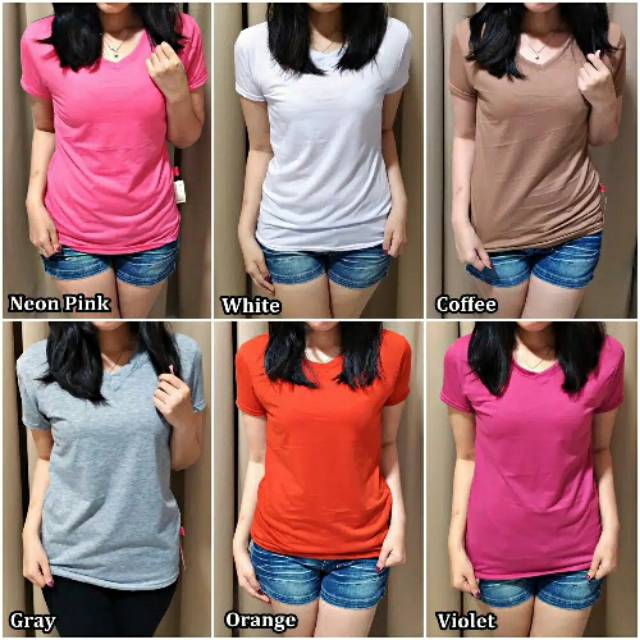 KAOS SPANDEK LEHER V WANITA