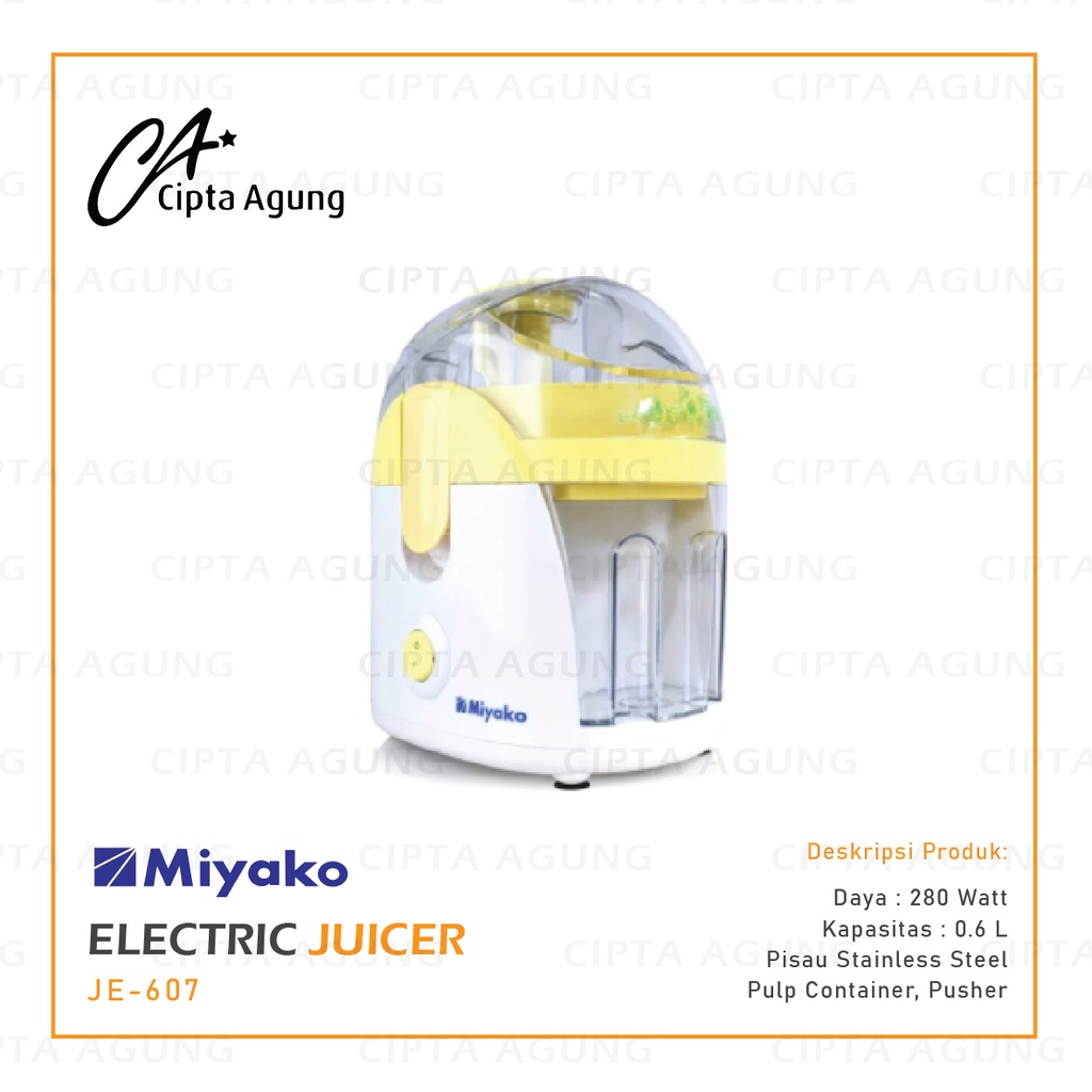 JUICER ELECTRIC MIYAKO JE607 JE-607 JE 607 PEMBUAT JUS 0.6L 600ML