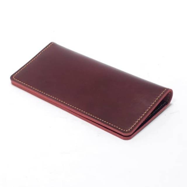 Dompet cewek model panjang - kartu banyak kulit sapi asli warna marun PHWL 580