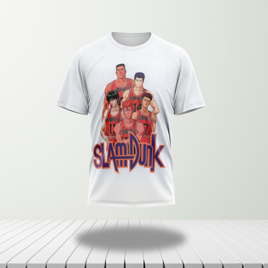 Baju Kaos Tshirt Pria Seri Manga Jepang Slam Dunk 01 Full Print Custom