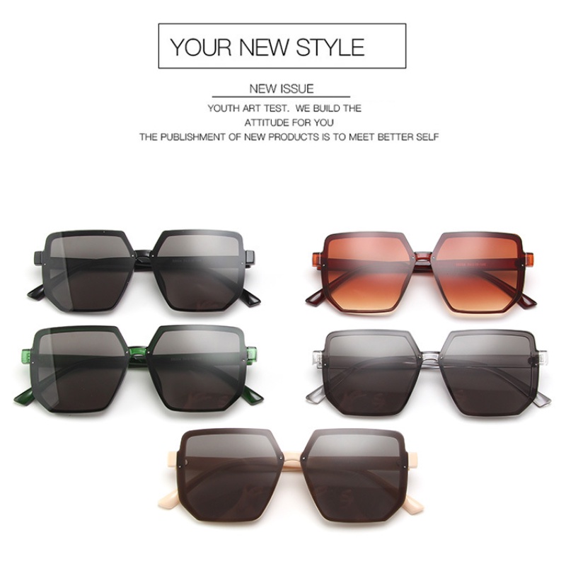 Kacamata Hitam Dengan Frame Poligon Bahan Metal Untuk Wanita