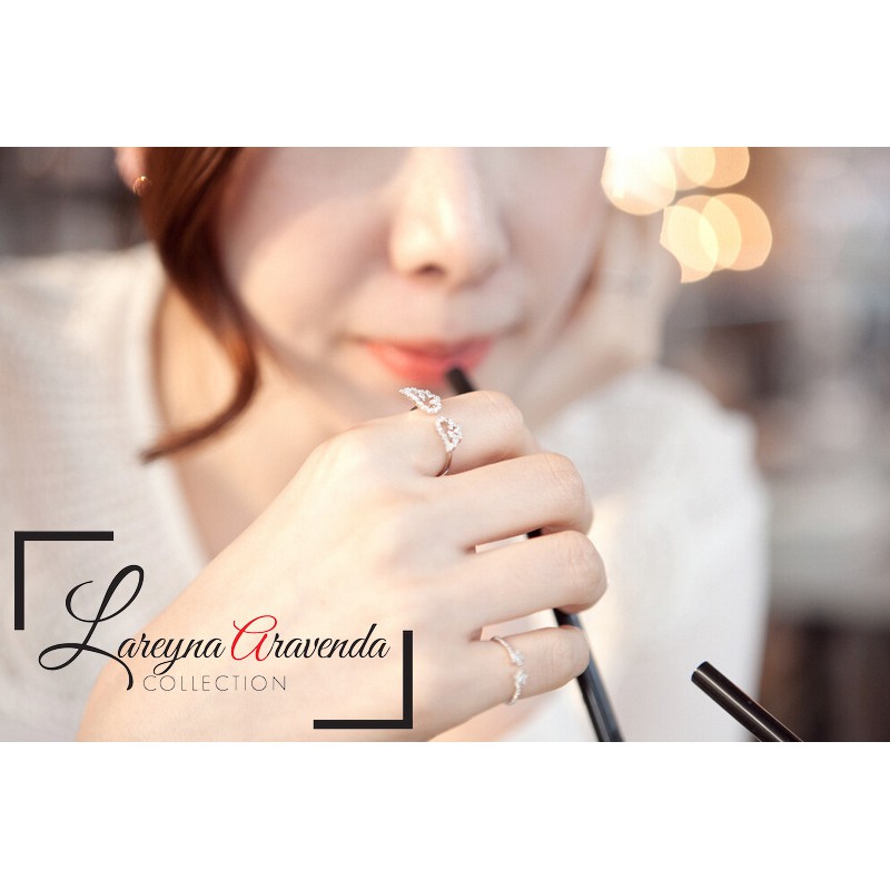 Cincin Titanium Wanita Model Sayap Angel Kristal Crystal Zirconia CC034