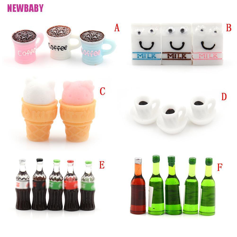 (NEWBABY) 5pcs / Set Mainan Miniatur Minuman / Susu / Bir Untuk Aksesoris Rumah Boneka Barbie