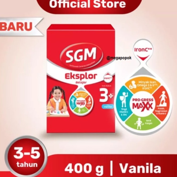 SGM Eksplor 3+ Usia 3-5 Tahun Rasa Vanila/Madu/Coklat 400gr/megapopok