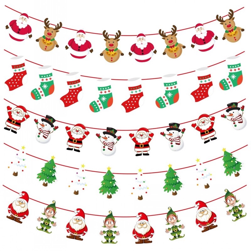 3M Multi Style Christmas Hanging Banner Xmas Party Pull Flag / Christmas Home Decoration Products Bunting