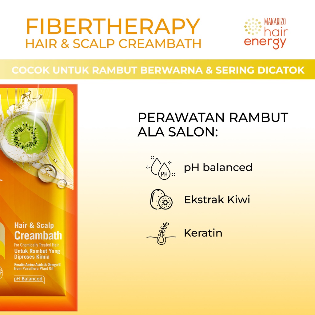 PAKET ISI 12 - Makarizo Hair Energy Fibertherapy Hair & Scalp Creambath Kiwi 30 mL-4